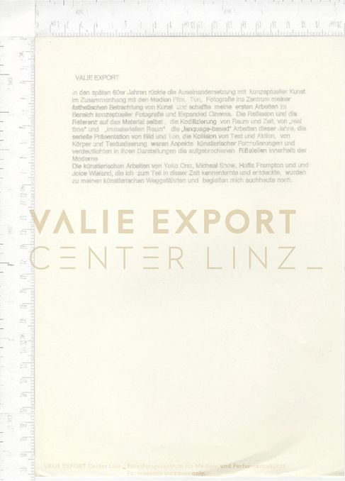 [VEC.003.890] - VALIE EXPORT. [In den späten 60er Jahren rückte die Auseinandersetzung mit konze