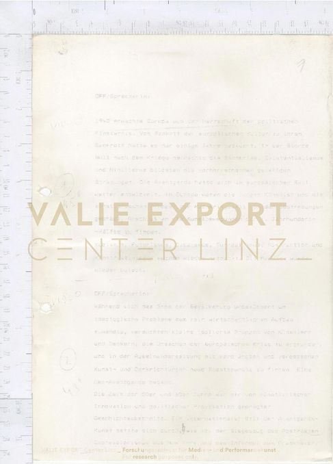 [VEC.005.943] - Aktionskunst International - [Drehbuch]