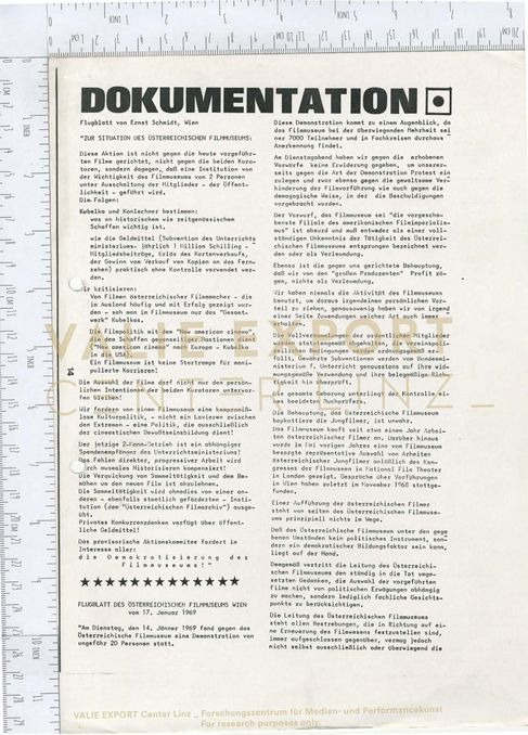 [VEC.002.518] - DOKUMENTATION. Flugblatt von Ernst Schmidt, Wien