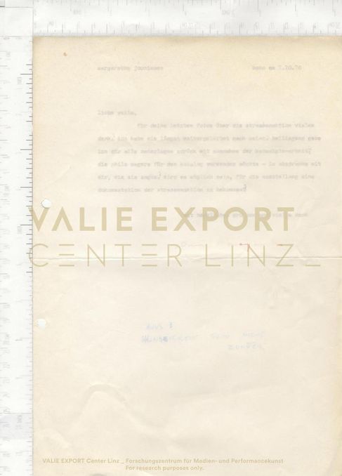 [VEC.005.730] - Korrespondenz Margarethe Jochimsen, VALIE EXPORT