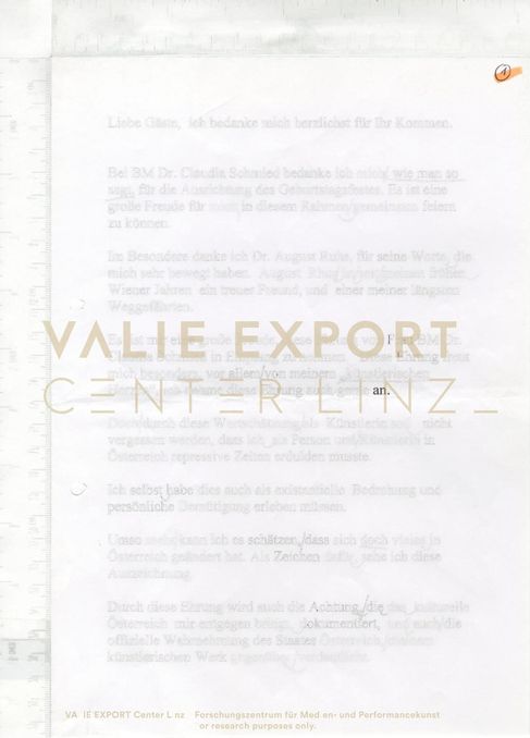 [VEC.000.873] - [Dankesrede VALIE EXPORT 2010]